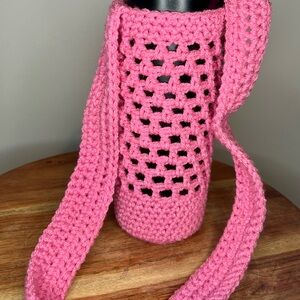 Pink Crochet Bottle Holder